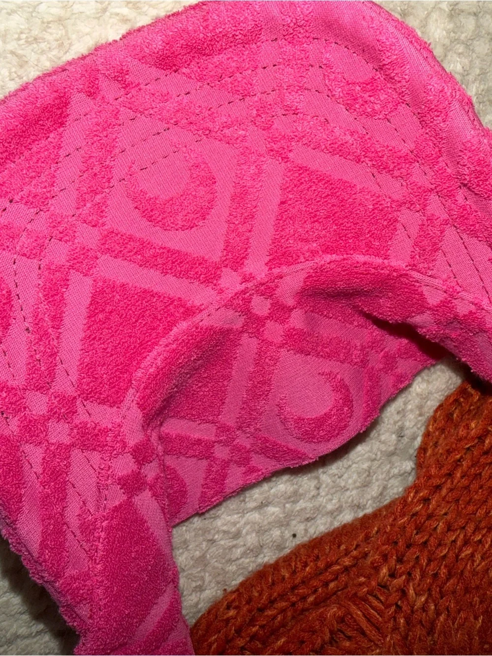 Marine Serre Hot Pink Terry Visor with Logo Patch